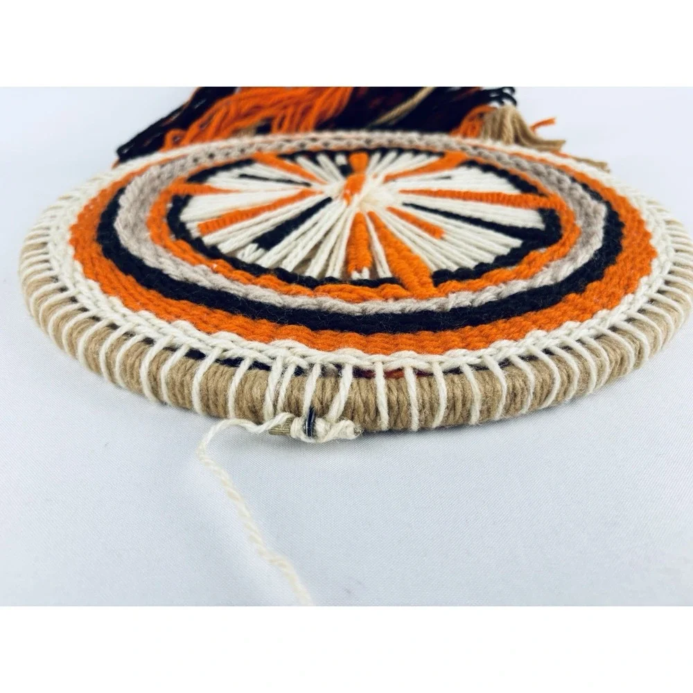 Vintage Handmade Macrame Round Fringe Tassles Wall Hanging Decor Boho Retro